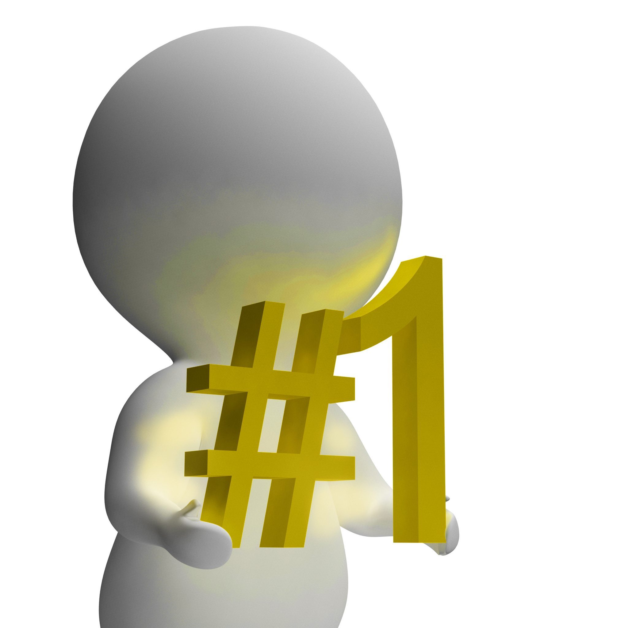 Number one 3d character shows first place