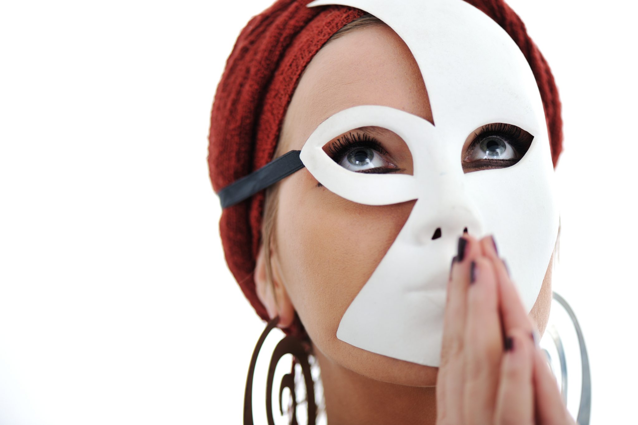 Woman with scarf and mask