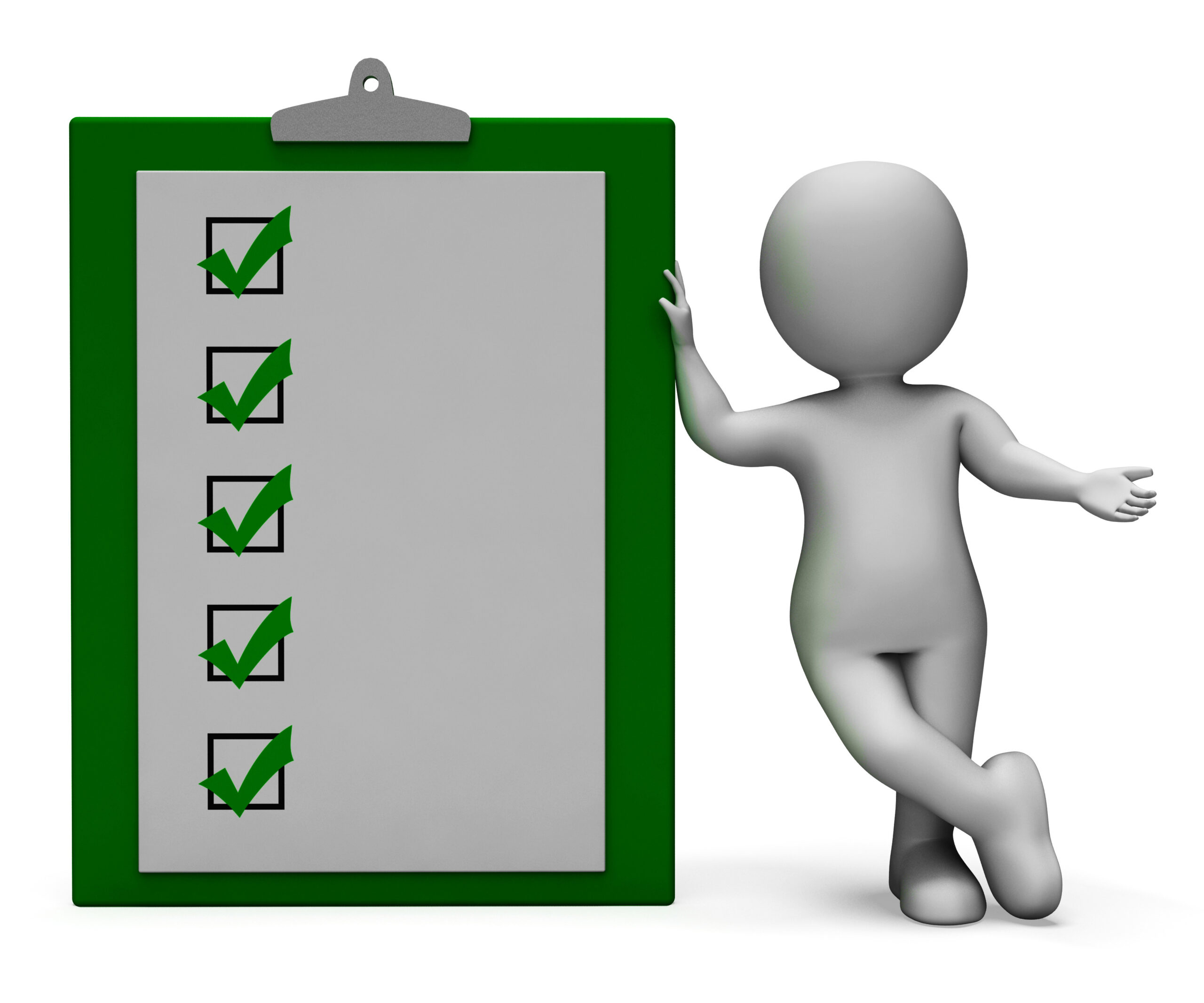 Checklist clipboard shows test or survey